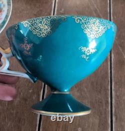 Set of 6 Lefton Turquoise & Gold Courting Couples Cups & Saucers