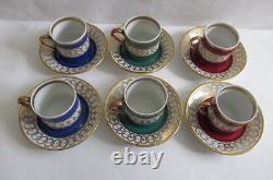 Set of 6 Marque Deposee Gold Trim Cups & saucers
