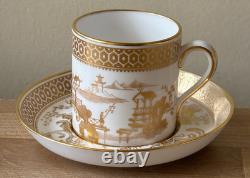 Set of 6 Spode Spode's Garden Gold Chinoiserie Demitasse Cups & Saucers