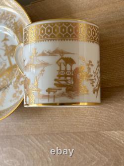 Set of 6 Spode Spode's Garden Gold Chinoiserie Demitasse Cups & Saucers