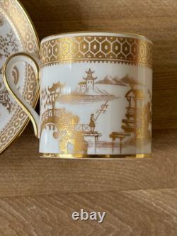 Set of 6 Spode Spode's Garden Gold Chinoiserie Demitasse Cups & Saucers