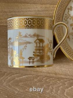 Set of 6 Spode Spode's Garden Gold Chinoiserie Demitasse Cups & Saucers