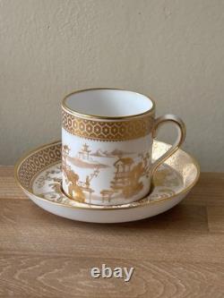 Set of 6 Spode Spode's Garden Gold Chinoiserie Demitasse Cups & Saucers