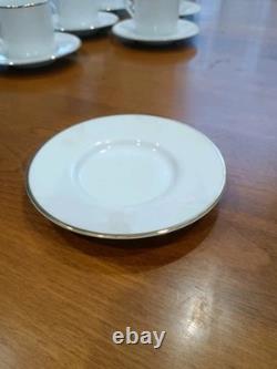 Set of 6 Tiffany & Co. Gold rim Demitasse Cups & Saucers White Gold Rim Set of 2