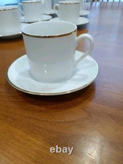 Set of 6 Tiffany & Co. Gold rim Demitasse Cups & Saucers White Gold Rim Set of 2