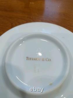 Set of 6 Tiffany & Co. Gold rim Demitasse Cups & Saucers White Gold Rim Set of 2