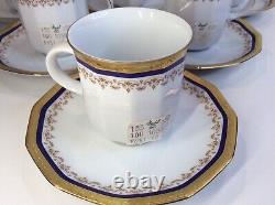 Set of 6 Tirschenreuth Bavaria Demitasse Espresso Cups Saucers Cobalt Blue Gold
