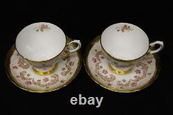 Set of 6 Vintage Gold TUSCAN Fine English Bone China Cups & Saucers Hand Painted