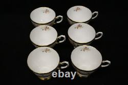Set of 6 Vintage Gold TUSCAN Fine English Bone China Cups & Saucers Hand Painted
