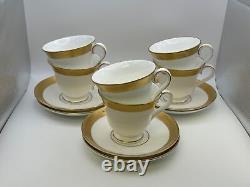 Set of 6 Waterford Fine China KELLS GOLD Cups & Saucers