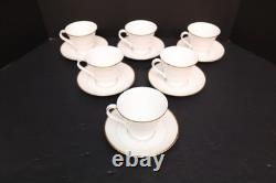 Set of 6 Waterford Fine China LISMORE GOLD Cups & Saucers England