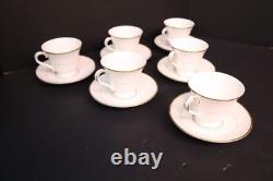 Set of 6 Waterford Fine China LISMORE GOLD Cups & Saucers England