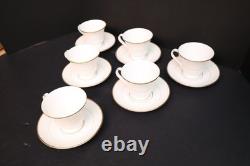 Set of 6 Waterford Fine China LISMORE GOLD Cups & Saucers England