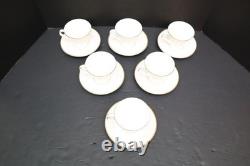 Set of 6 Waterford Fine China LISMORE GOLD Cups & Saucers England