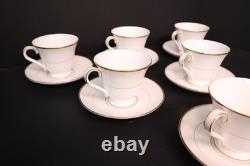 Set of 6 Waterford Fine China LISMORE GOLD Cups & Saucers England