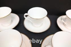 Set of 6 Waterford Fine China LISMORE GOLD Cups & Saucers England