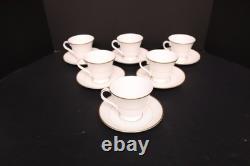Set of 6 Waterford Fine China LISMORE GOLD Cups & Saucers England
