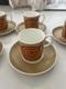 Set Of 6 Wedgwood Susie Cooper Design Old Gold Nebula Coffee Cups And Saucers