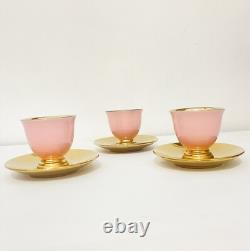 Set of 6 pcs Porcelain Pink Gold Arabic Turkish Coffee Espresso Cups & Saucers