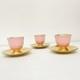 Set Of 6 Pcs Porcelain Pink Gold Arabic Turkish Coffee Espresso Cups & Saucers