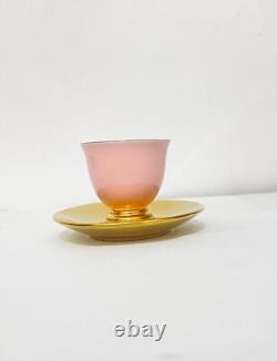 Set of 6 pcs Porcelain Pink Gold Arabic Turkish Coffee Espresso Cups & Saucers