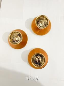 Set of 6 pcs Porcelain Pink Gold Arabic Turkish Coffee Espresso Cups & Saucers