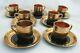Set Of 7 Gibson & Sons Davenport Black & Heavy Gold Demitasse Cups & Saucers