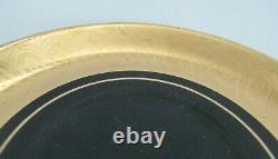 Set of 7 Gibson & Sons Davenport Black & Heavy Gold Demitasse Cups & Saucers