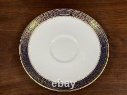 Set of (7) Royal Doulton ROCHELLE Cobalt Blue & Gold Bone China Cups & Saucers