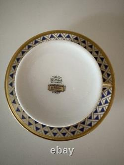 Set of 8 Richard Ginori Diamanti Cups and Saucers Blue Gold Florence Italy