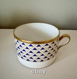 Set of 8 Richard Ginori Diamanti Cups and Saucers Blue Gold Florence Italy