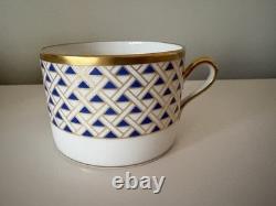 Set of 8 Richard Ginori Diamanti Cups and Saucers Blue Gold Florence Italy