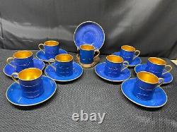 Set of 9 Crown Staffordshire COBALT / GOLD Demitasse Cups & Saucers 2 3/8