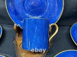 Set of 9 Crown Staffordshire COBALT / GOLD Demitasse Cups & Saucers 2 3/8