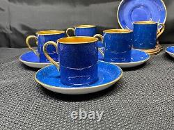 Set of 9 Crown Staffordshire COBALT / GOLD Demitasse Cups & Saucers 2 3/8