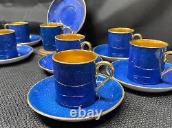 Set of 9 Crown Staffordshire COBALT / GOLD Demitasse Cups & Saucers 2 3/8