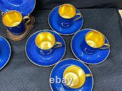 Set of 9 Crown Staffordshire COBALT / GOLD Demitasse Cups & Saucers 2 3/8