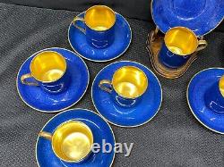 Set of 9 Crown Staffordshire COBALT / GOLD Demitasse Cups & Saucers 2 3/8