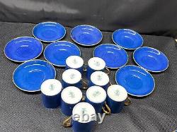 Set of 9 Crown Staffordshire COBALT / GOLD Demitasse Cups & Saucers 2 3/8