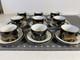 Set Of 9 Lynn Chase Jaguar Jungle Porcelain Tea Cups & Saucers 24kt Gold Trim