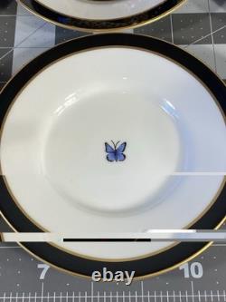 Set of 9 Lynn Chase Jaguar Jungle Porcelain Tea Cups & Saucers 24KT Gold Trim