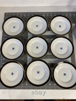 Set of 9 Lynn Chase Jaguar Jungle Porcelain Tea Cups & Saucers 24KT Gold Trim