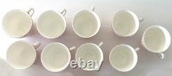 Set of 9 footed T&C Cups + Saucers Wedgwood PIMPERNEL'Pink', gold rimmed