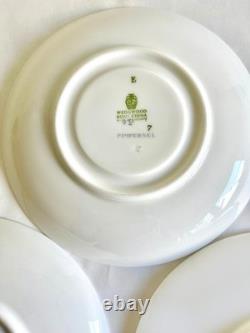 Set of 9 footed T&C Cups + Saucers Wedgwood PIMPERNEL'Pink', gold rimmed