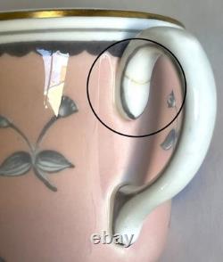 Set of 9 footed T&C Cups + Saucers Wedgwood PIMPERNEL'Pink', gold rimmed