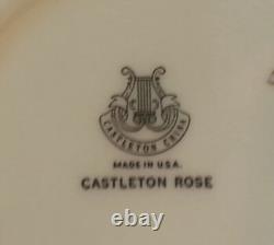 Set of Four (4) Castleton Rose Footed Tea Cups & Saucers Gold Trim Antique 8 pcs