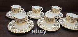 Set of WEDGWOOD Gold Damask sauce boat soup plates espresso cups oval dish