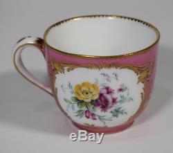 Sevres 18th Century Tea Cup & Saucer Hand Painted Floral Design with Gold Gilt