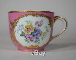 Sevres 18th Century Tea Cup & Saucer Hand Painted Floral Designs & Gold Gilt