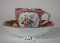 Sevres 18th Century Tea Cup & Saucer Hand Painted Floral Designs & Gold Gilt